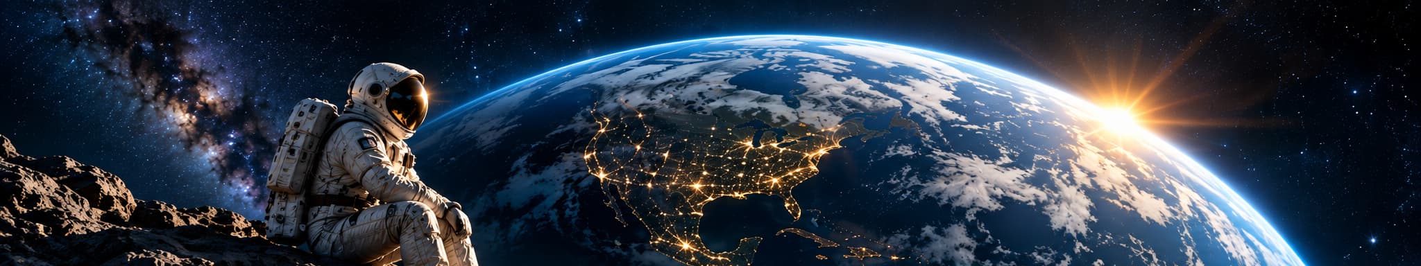 Astronauta contemplando la Tierra desde el espacio